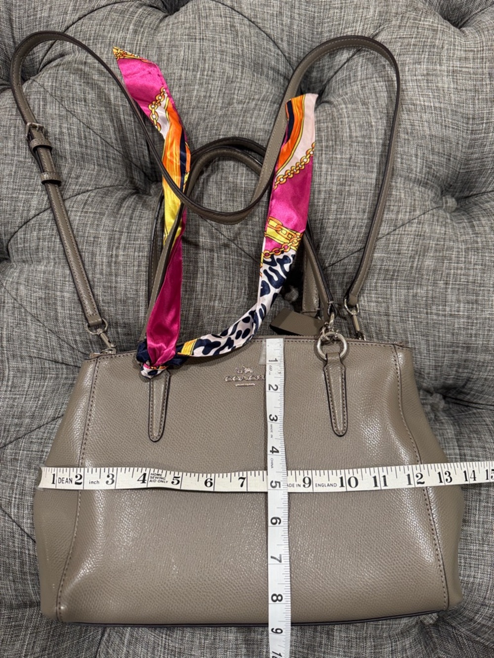 Coach Christie Gray Fog Saffiano Leather Satchel - Picture 17 of 17